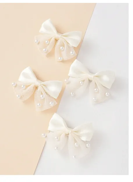 4pcs Pearl Bow Hair Accessories, 14+ Elegant Minimalist Bow Hair Clips, Versatile For Dress