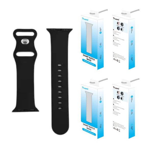 Trusmi Black Silicon Watch Band 42mm 44mm 45mm 49mm