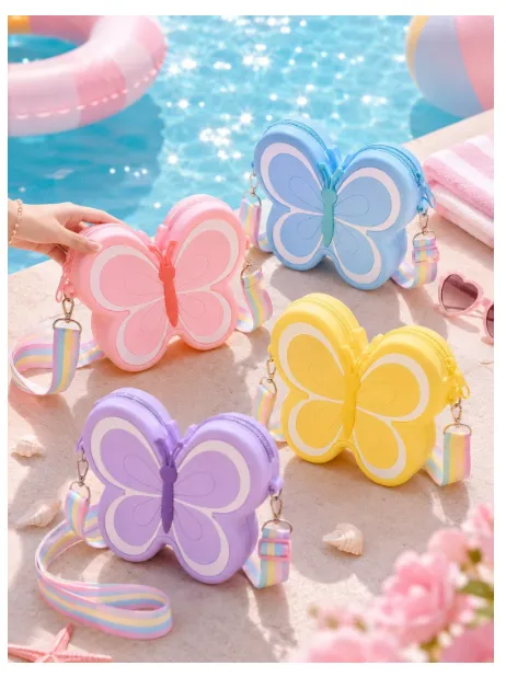 XD New Butterfly-Shaped Silicone Zipper Pouch For Kids, Suitable For Outdoor Us