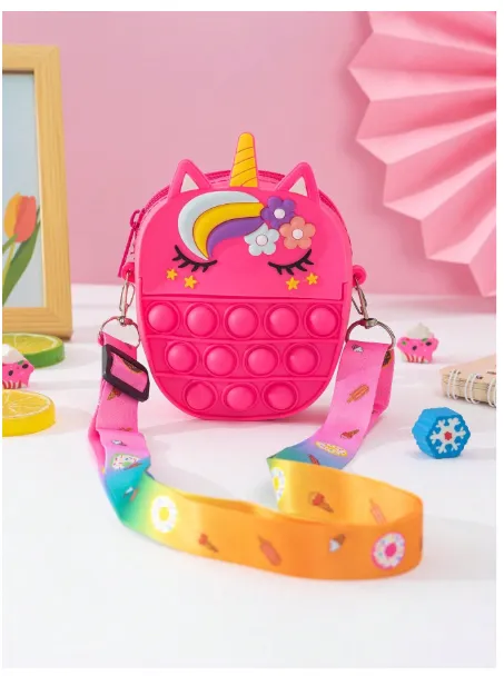 1pc Silicone Unicorn Bangs Shape Adjustable Crossbody Bag, Suitable For Outings