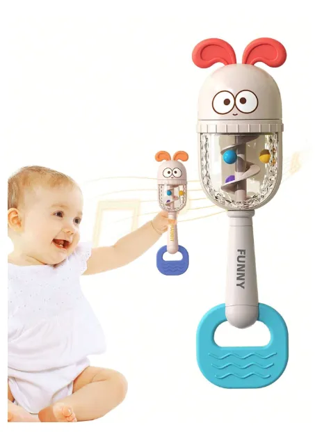 1pc Baby Rattle Toy, Soft Silicone Ears, Auditory Tracking Training Toy To Improve Grip And Motor Skills