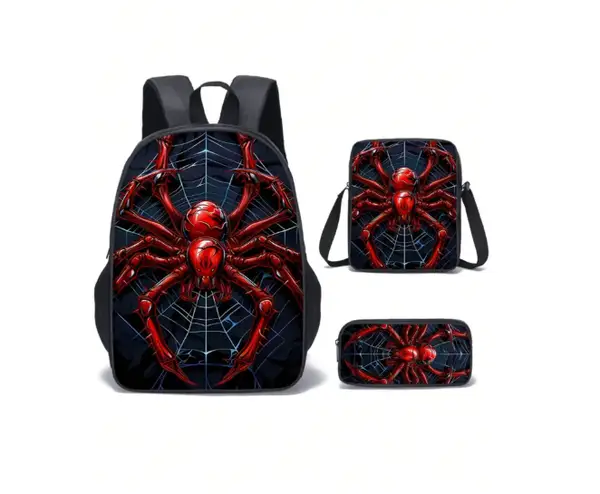 3-Piece Backpack Set, Fun Print/Game Print, Unisex, Crossbody Bag, Pencil Case, Backpack