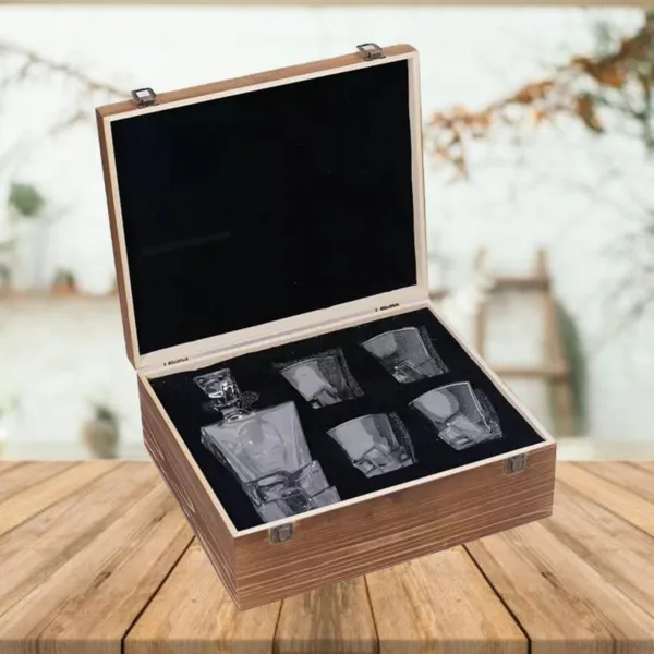 Premium Wooden Whiskey Decanter Gift Set