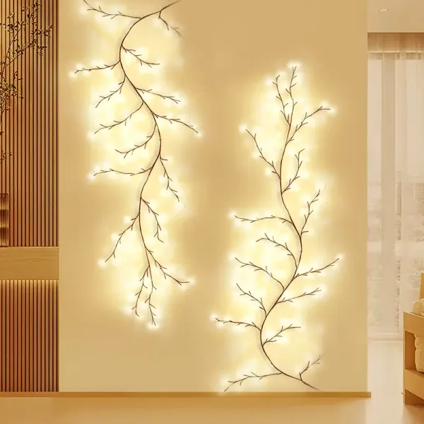 1pc Willow Vine Lights for Room Decor 180cm/70.8in Flexible Fairy Lights With USB 96 LEDs for Christmas Warmwhite Multicolor