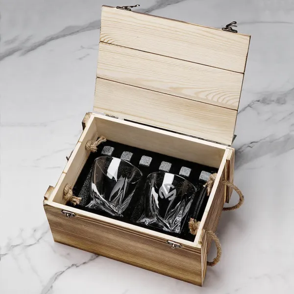 Premium Glass Gift Box with Stone Ice Cube