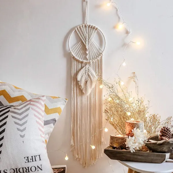 Macrame Dream Catcher Boho Home Decor Moon Ramadan Decoration Macrame Wall Hanging Baby Nordic Room Decoration for Kids Nursery