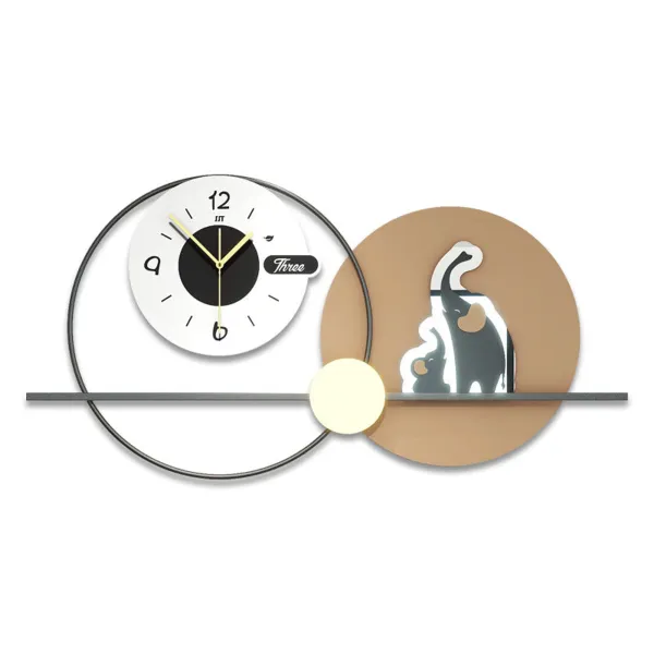 Minimalist Mother Elephant & Calf Wall Clock