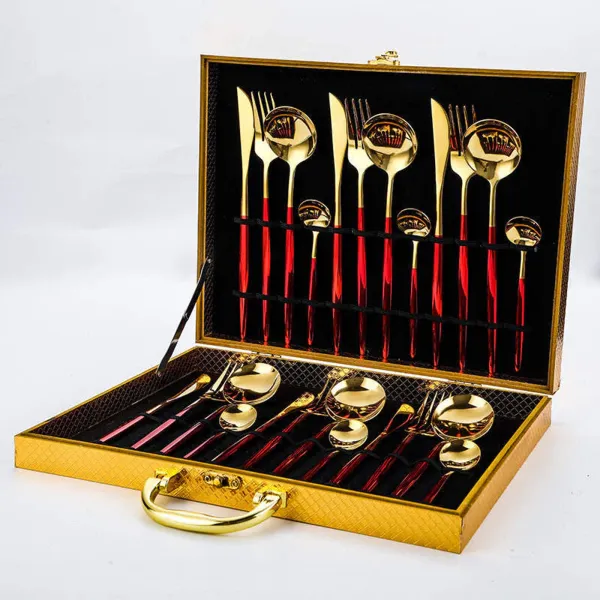 Cutlery Gift Set Red & Gold