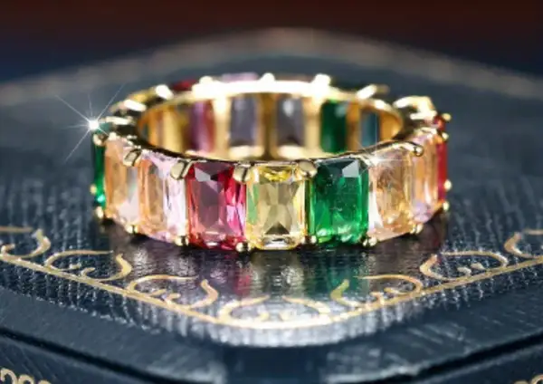 Multi coloured stone ring sizes 10