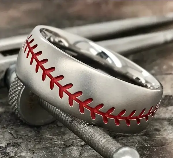 Men’s stainless steel baseball ring size 12