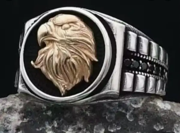 Mens silver plated eagle ring size 12