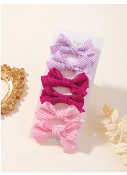 6pcs Corn Kernel Fabric Bow Kids Hair Clips Barrettes For Baby