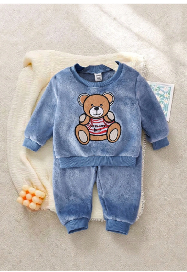 Cute Round Neck Baby Boys Plush Outfit