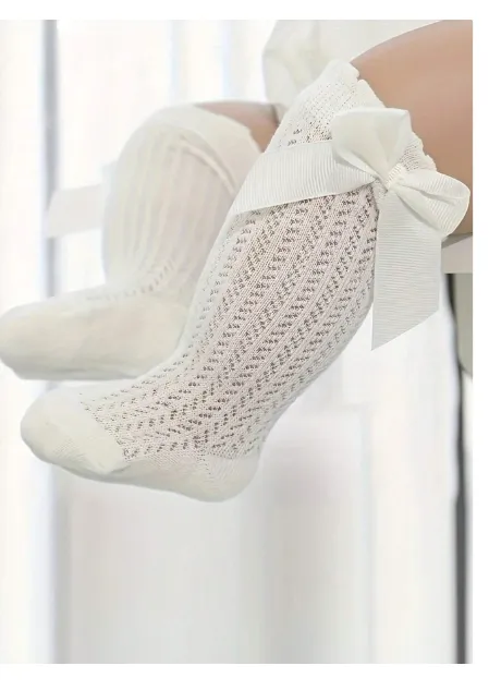 One Pair Of Baby Mesh Bow-Knot Long Socks Anti-Mosquito Summer Style