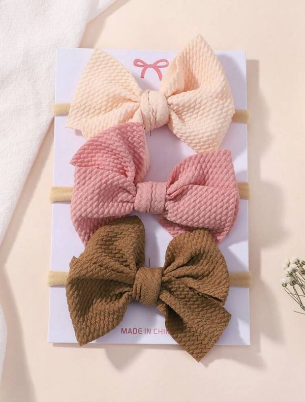3pcs macron color children bow headband
