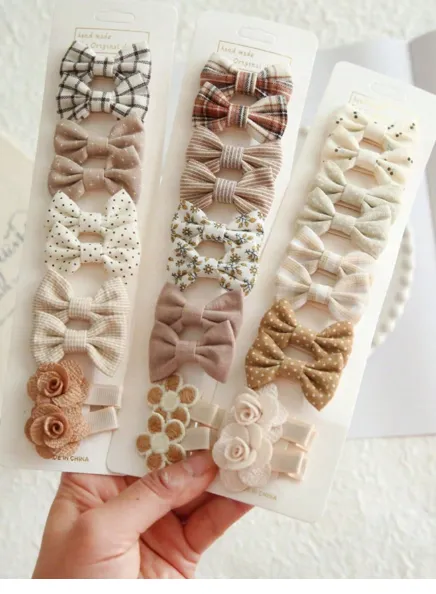 10pcs/Set Cute Bowknot Hair Clips For Girls 