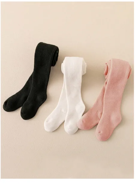 3pcs/Set Baby & Kids Solid Color Tights, Comfortable Fit, Fashion Style For Daily Wear