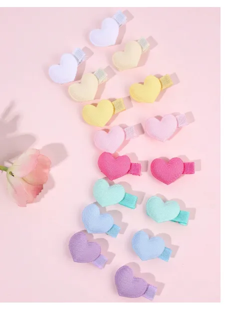 16pcs Macaron Hair Clips For Toddler Girls Adorable Candy Color Heart Shape Hairpins 