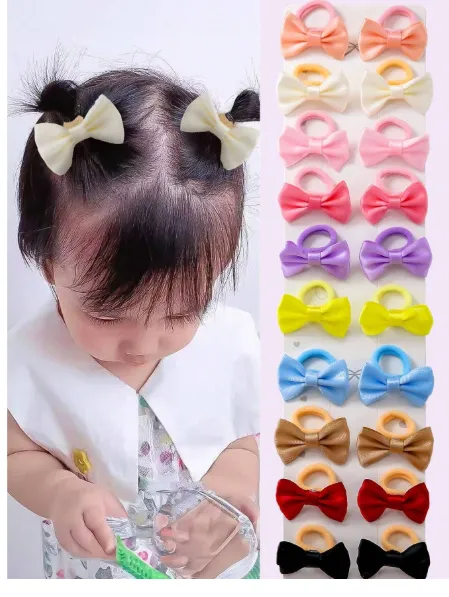 10pcs/Set Teen Solid Color Bow Scrunchies Random Colors Cute Teen Hair Ties Elastic Hair Bands