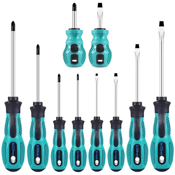 10pc Magnetic Screwdriver Set – Chrome Vanadium Phillips & Flat Head with Non-Slip Handle