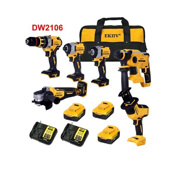 EKIIV 9-Piece Cordless Power Tool Combo Kit | 18V/21V | 3x Batteries | CE Certified