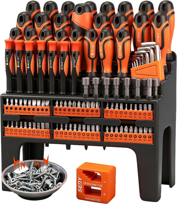 SEDY 124-Piece Magnetic Screwdriver Set – Complete Tool Kit with Ratchet, Bits, Allen Keys & Storage