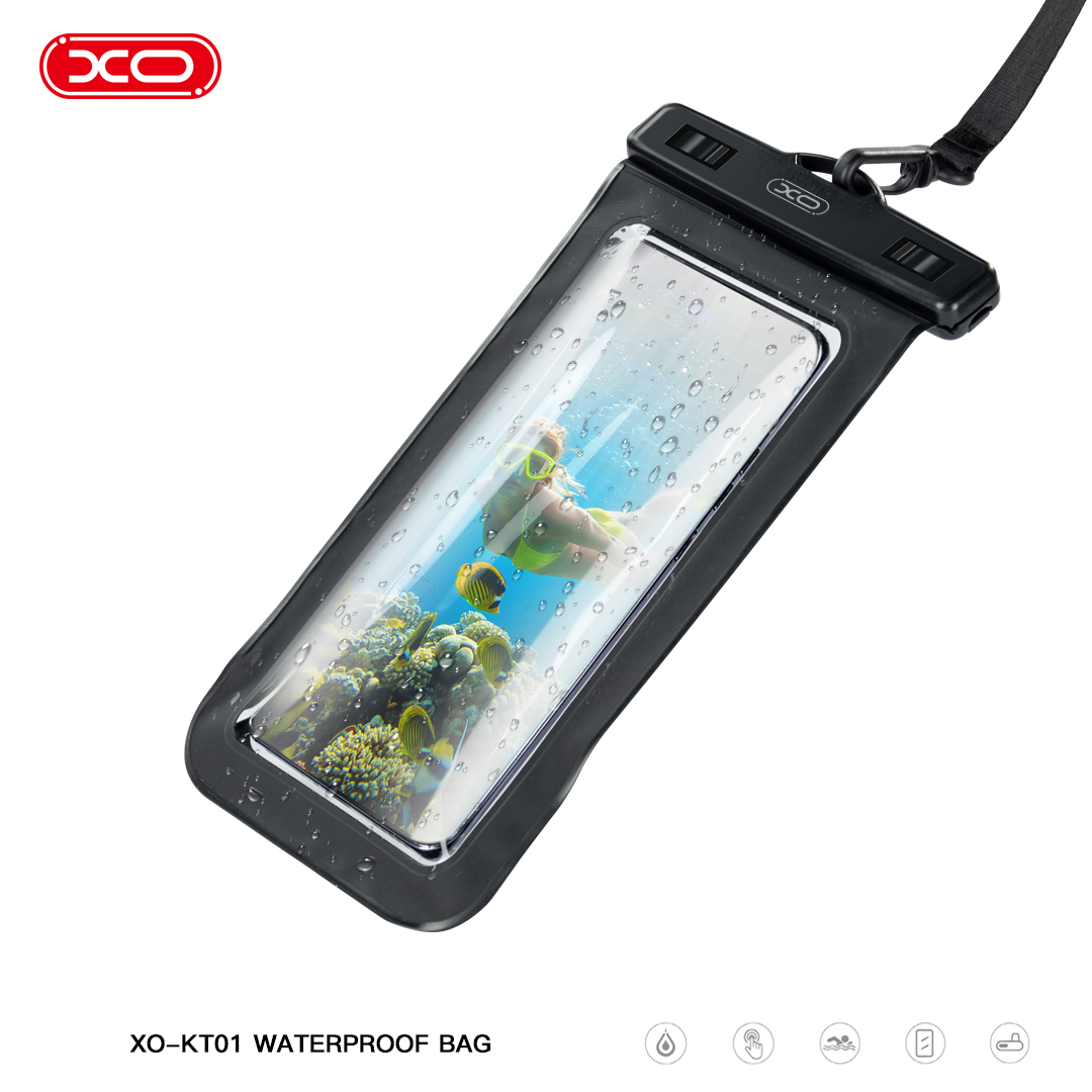 XO KT01 Cell Phone PVC Waterproof Pouch with Lanyard Black Carousel 3