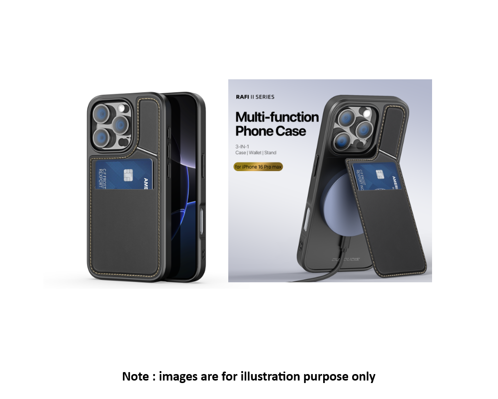 iPhone 16 Pro Black Dux Rafi 2 Card Holder Case With Magsafe