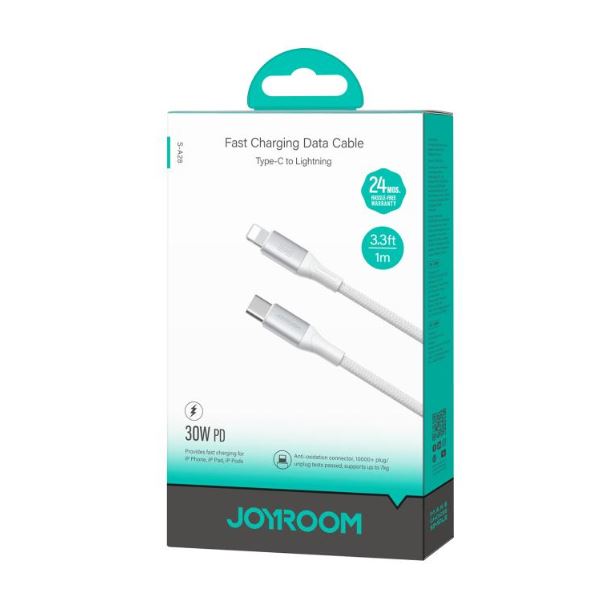 Joyroom Type-C to Lightning 1m-White (Braided) 30W Fast Charging Data Cable S-A28