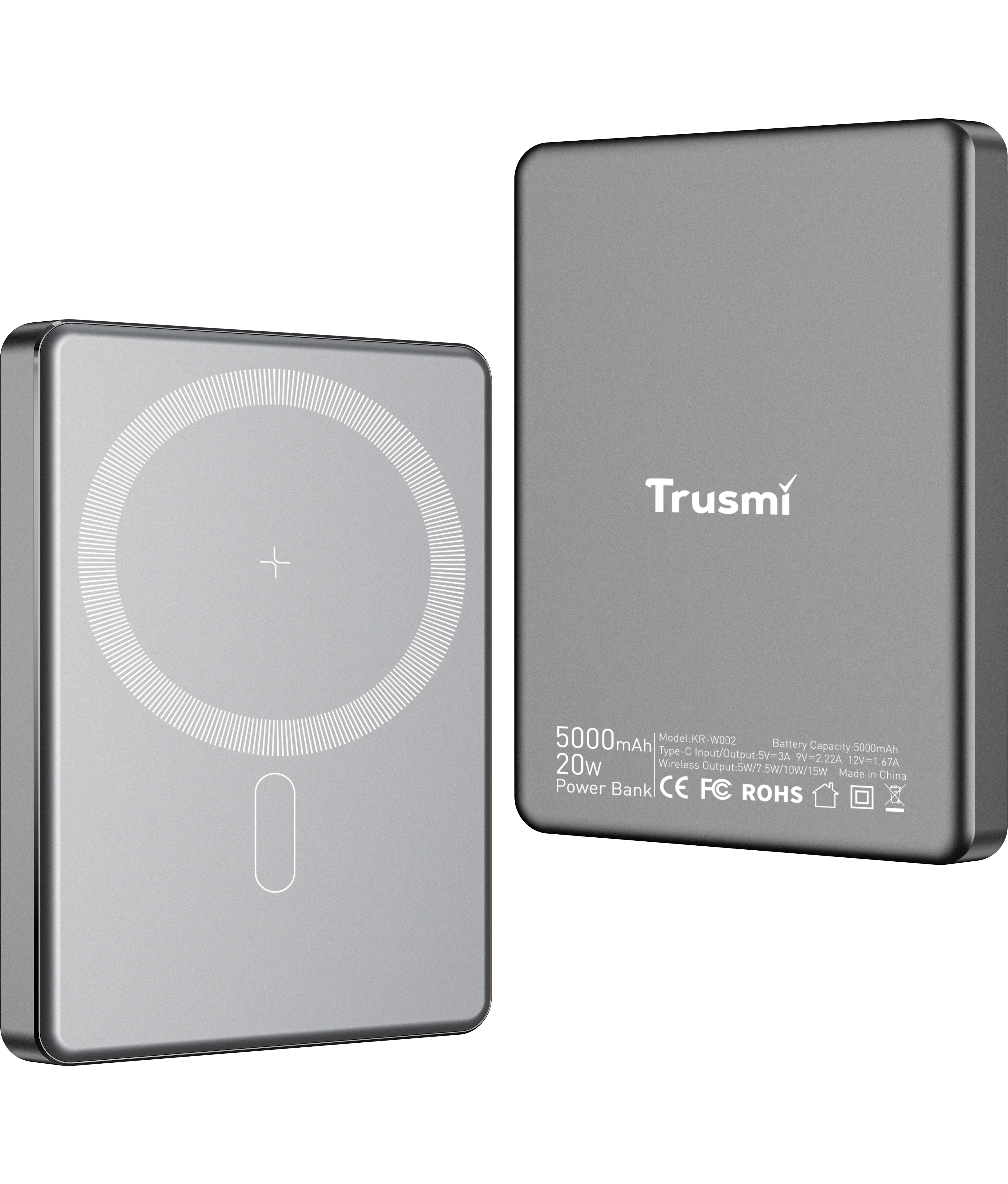 Trusmi PD20W Ultra thin MAGNETIC WIRELESS Powerbank 5000mAh Gray PB01-021 Carousel 6