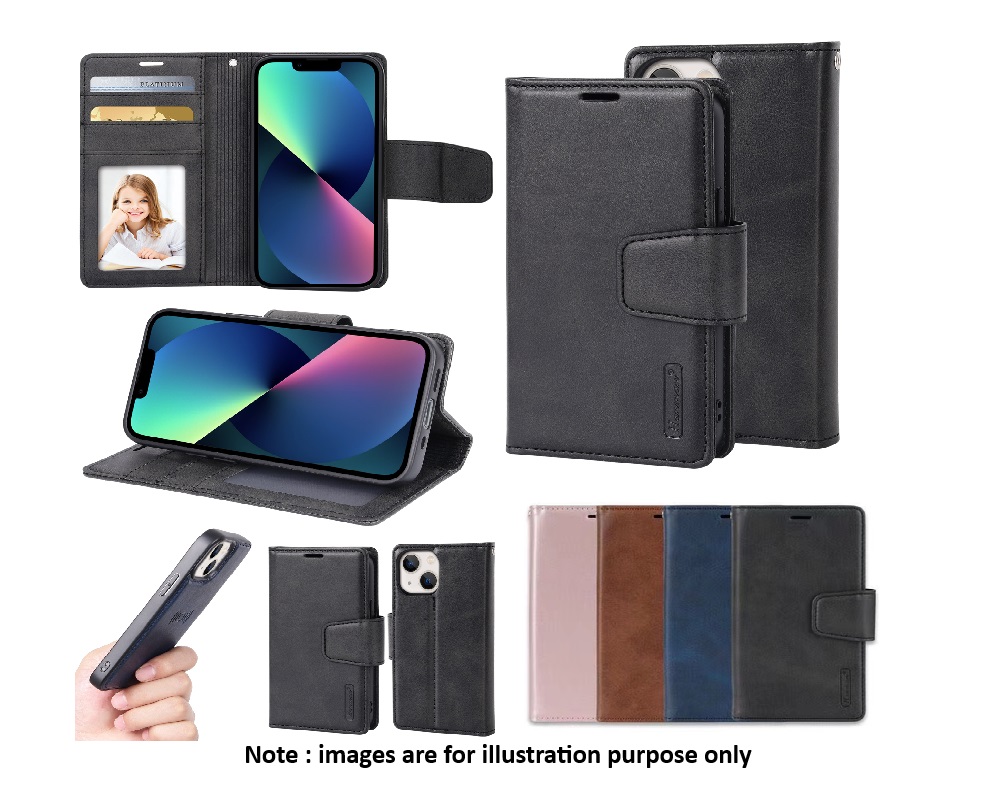 iPhone 16 Black Hanman Miro Detachable 2 in 1 Wallet Case