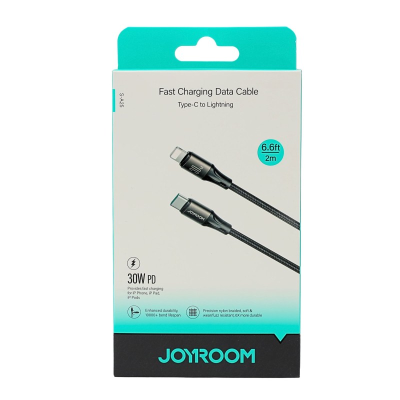 Joyroom Type-C to Lightning 2m-Black (Braided) 30W Fast Charging Data Cable S-A25