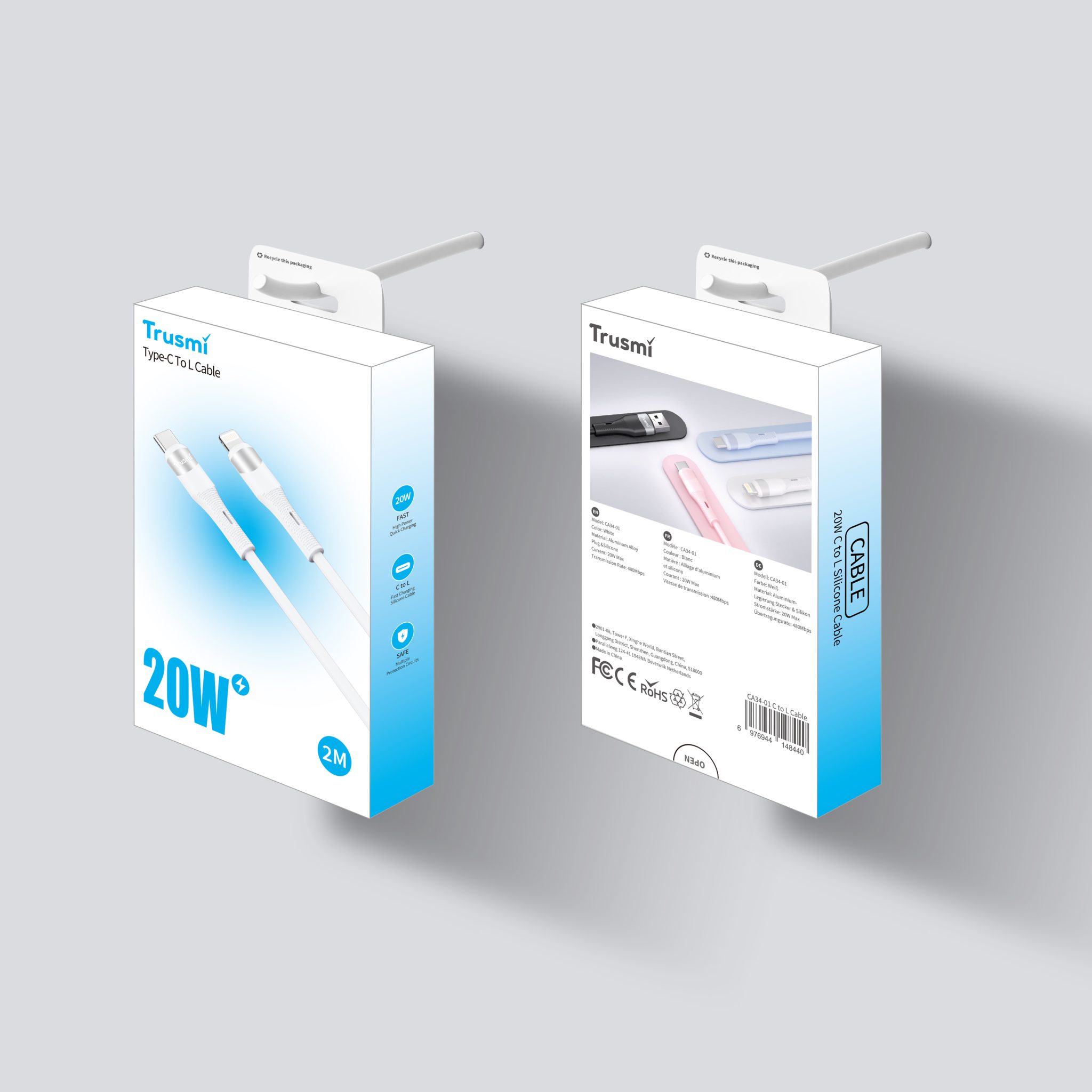 Trusmi 20W Type-C to Lightning Silicon Cable 2 meter CA34-01