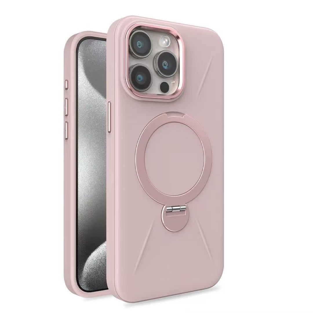 iPhone 15 Pro Max Pink Magsafe Premium Silicon Case With Stand