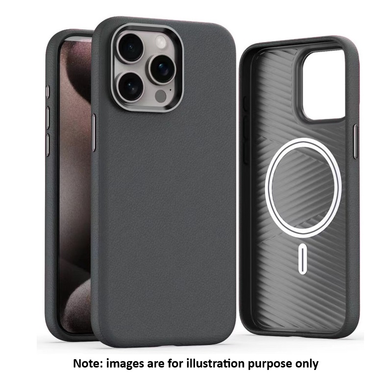 iPhone 16 Pro Max Grey PU Leather Back Case With Magsafe