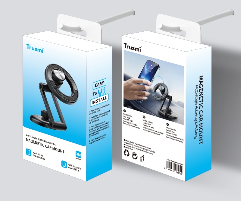 Trusmi Magnetic Car Phone Holder Multi-angle Rotation Foldable Black LP07-011