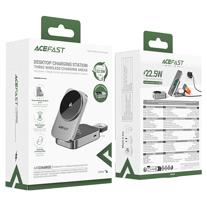 Acefast E22 3in1 Wireless Charger Foldable Charging Stand