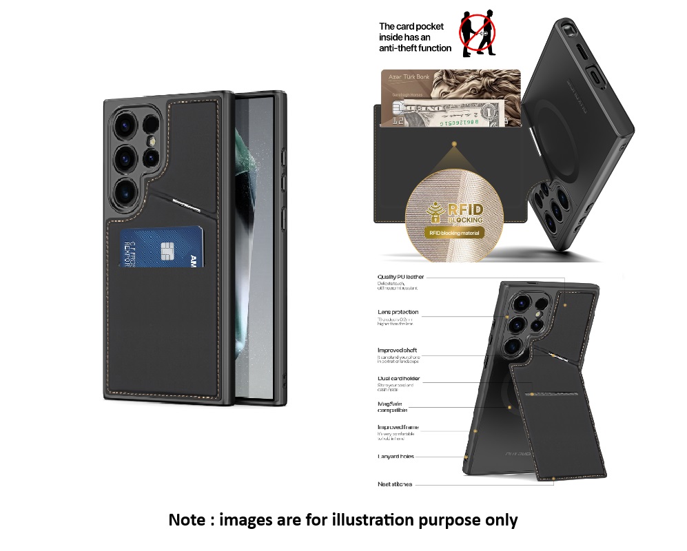 Samsung S24 Plus Black Dux Rafi 2 Card Holder Case With Magsafe