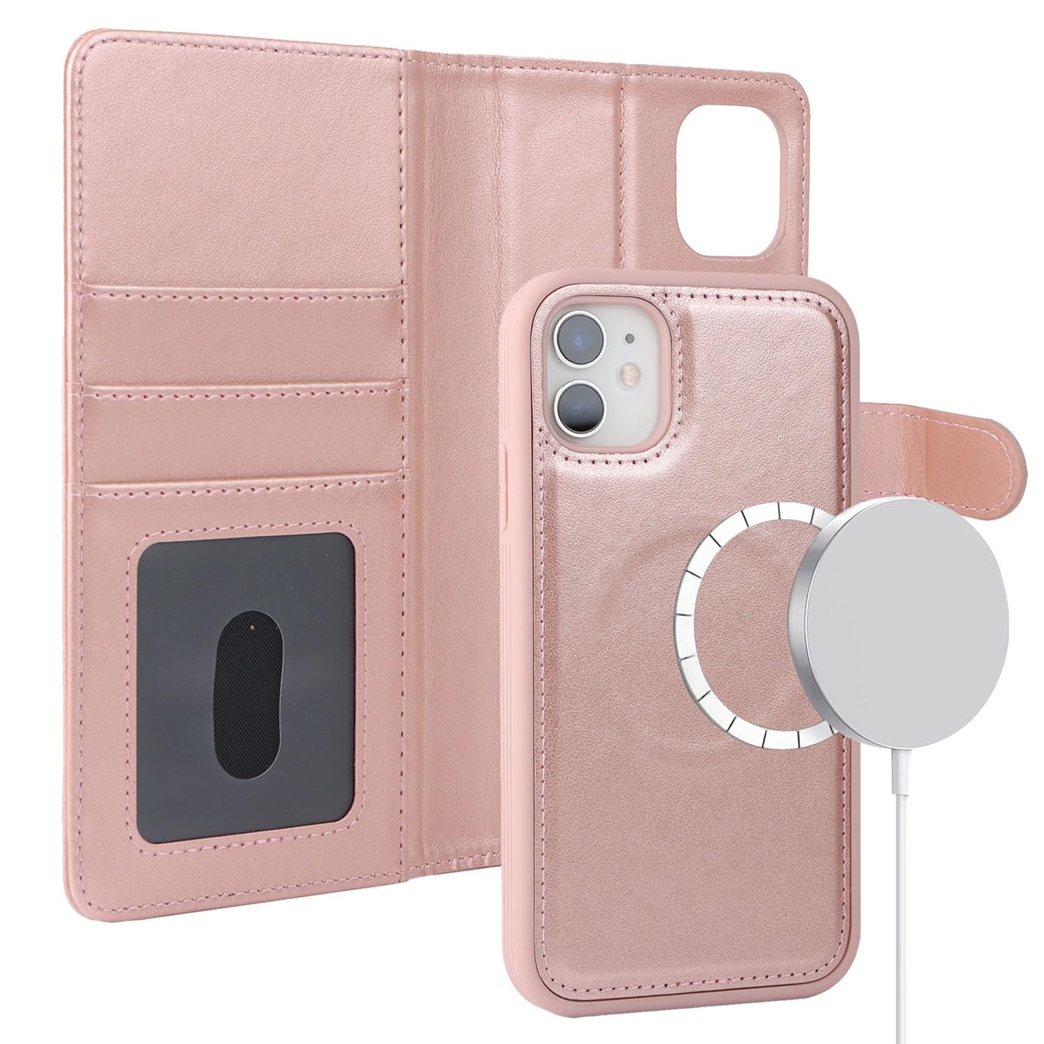 iPhone 12 Pro Max Rose Gold Hanman Miro Detachable 2 in 1 Wallet Case with Magsafe