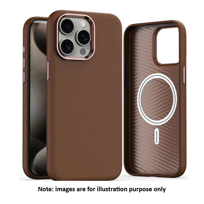 iPhone 16 Pro Brown PU Leather Back Case With Magsafe