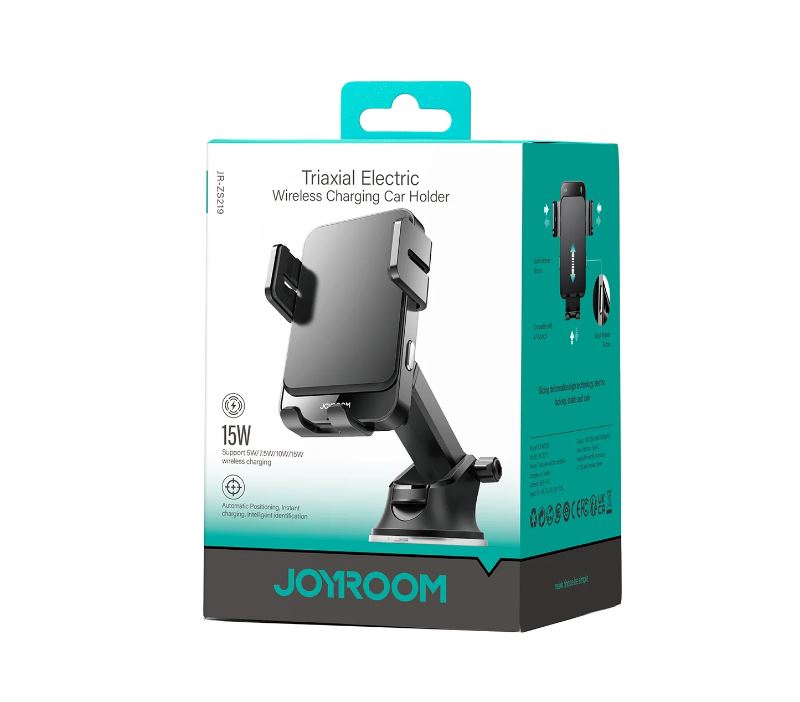 Joyroom Three-axis electric wireless charging car holder (Dashboard) Black JR-ZS219