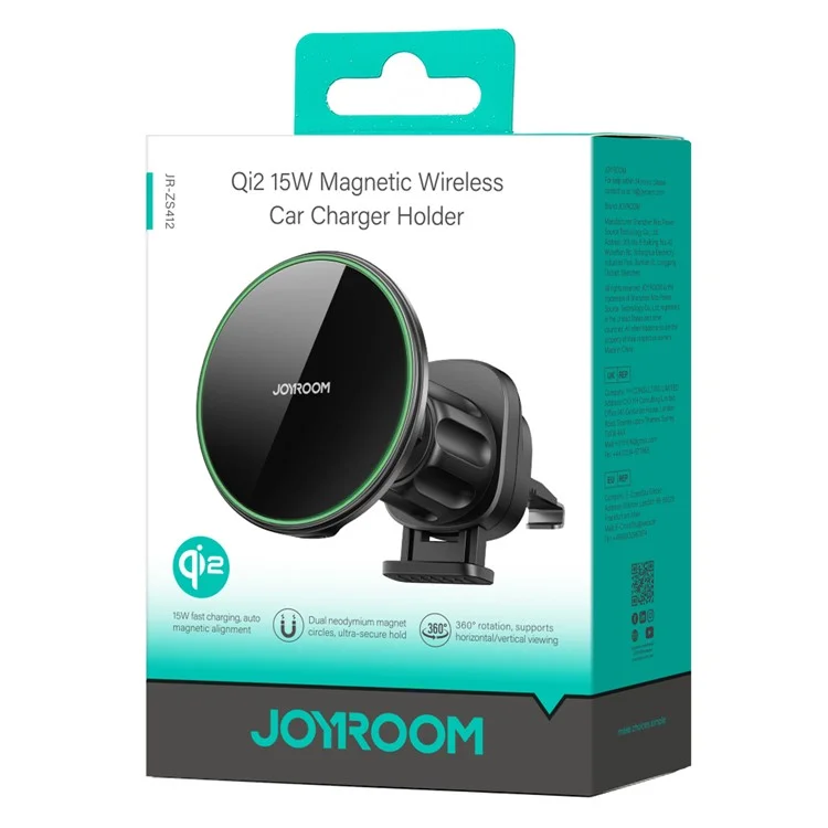 Joyroom Qi2 Magnetic Wireless Car Charger Holder Black ZS412
