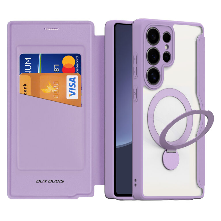 Samsung S25 Ultra Purple Dux Skin X Pro Folio Magnetic Case with 360?? Ring Stand
