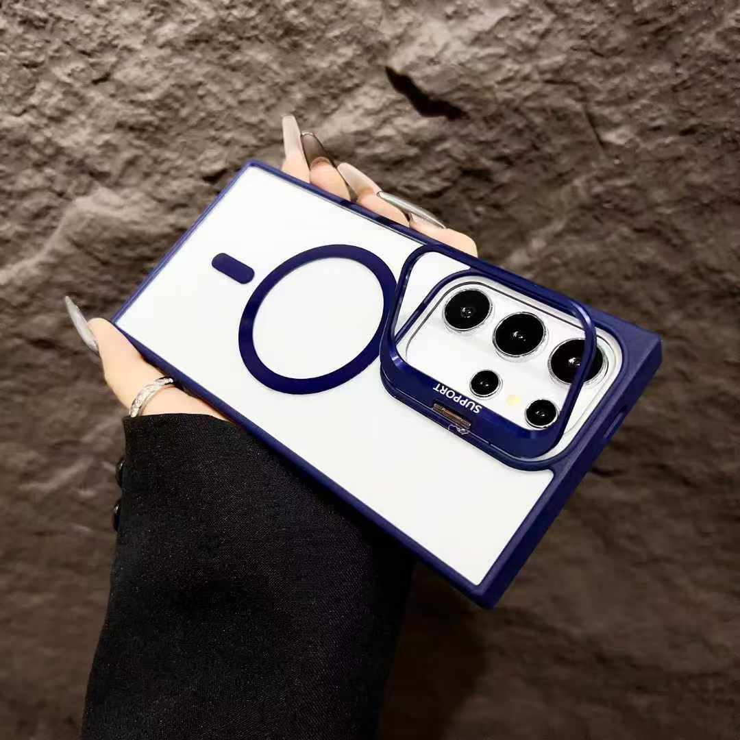 Samsung S23 Plus Navy Blue Magsafe Support Case with Camera Lens Protector & Stand