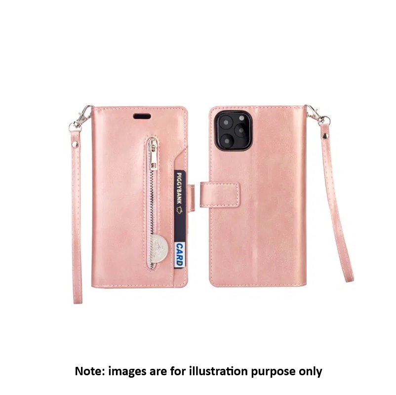 iPhone 13 Pro Pink Zipper Wallet Case