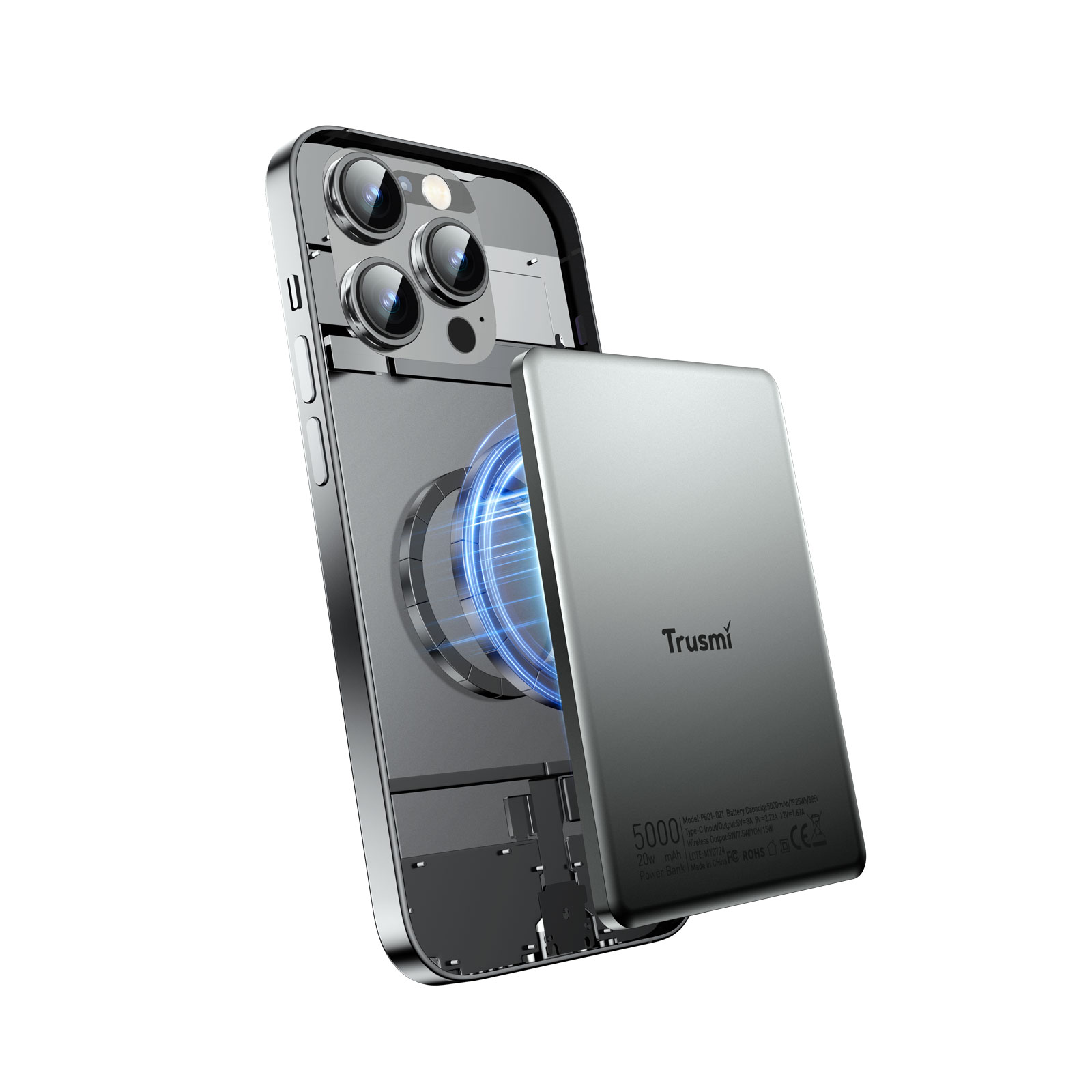 Trusmi PD20W Ultra thin MAGNETIC WIRELESS Powerbank 5000mAh Gray PB01-021 Carousel 5