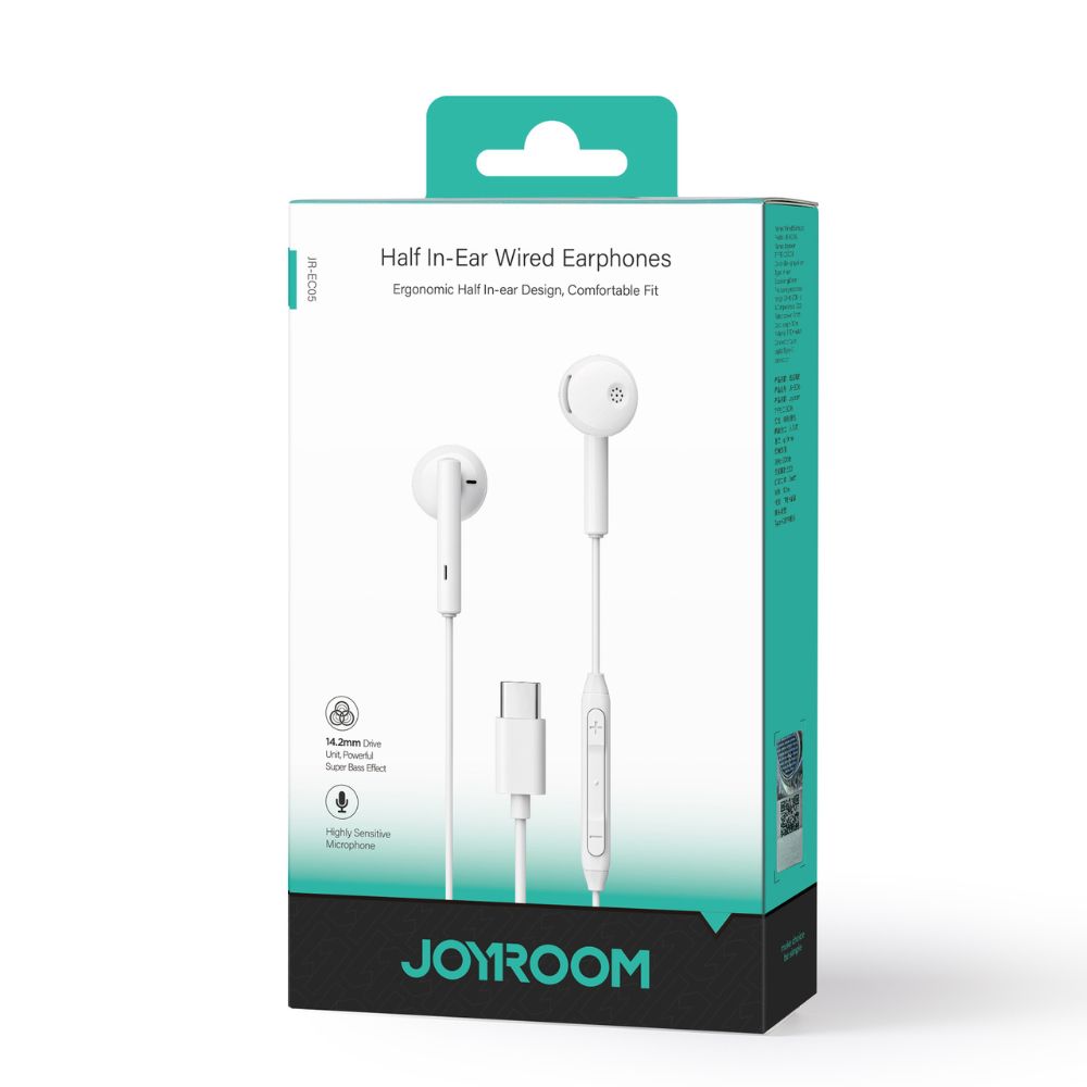 Joyroom TYPE-C Earphones White Wired JR-EC05