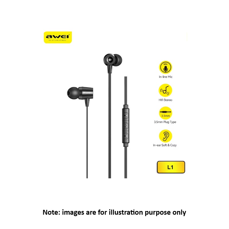 Super Bass Earphones AWEI L1