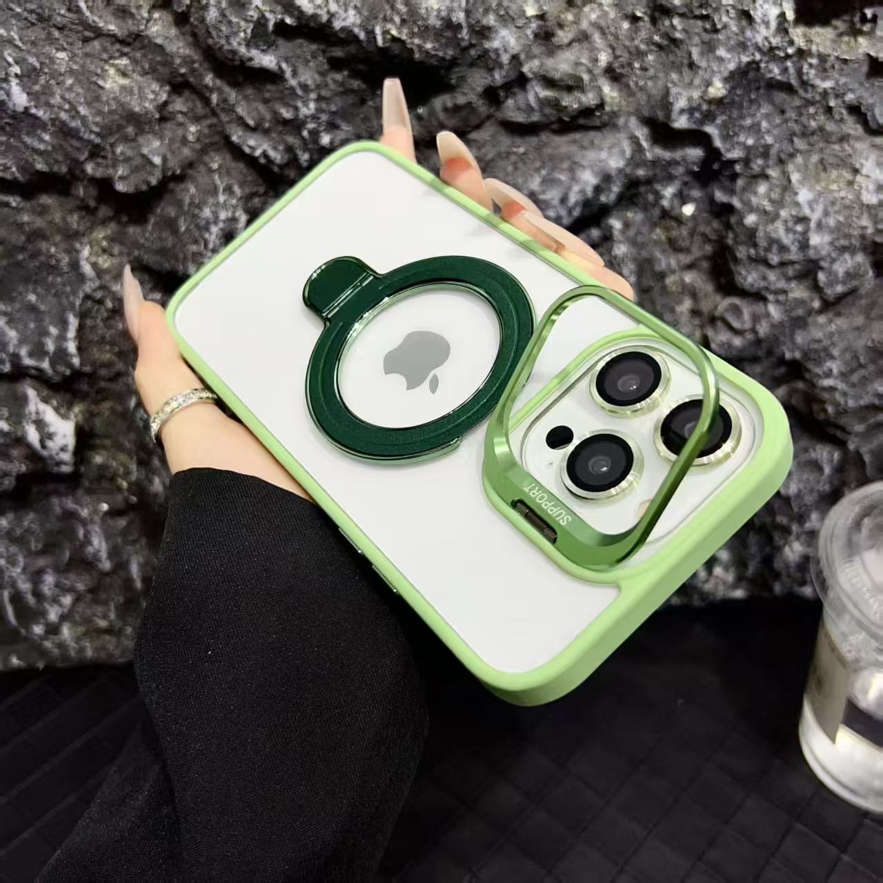 iPhone 11 Green Magsafe Support Case with Camera Lens Protector & Dual Stand
