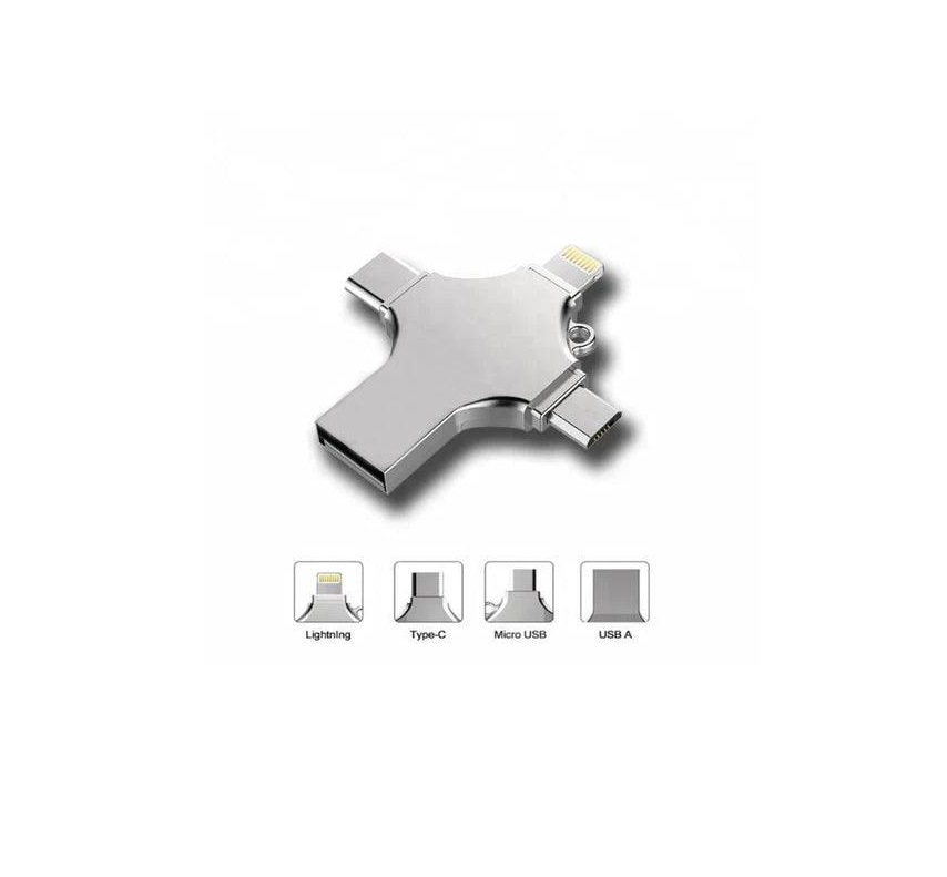 XO DK04 128GB 4 in 1 Lighting Flash Disk USB Micro Type-C Lightning Carousel 1